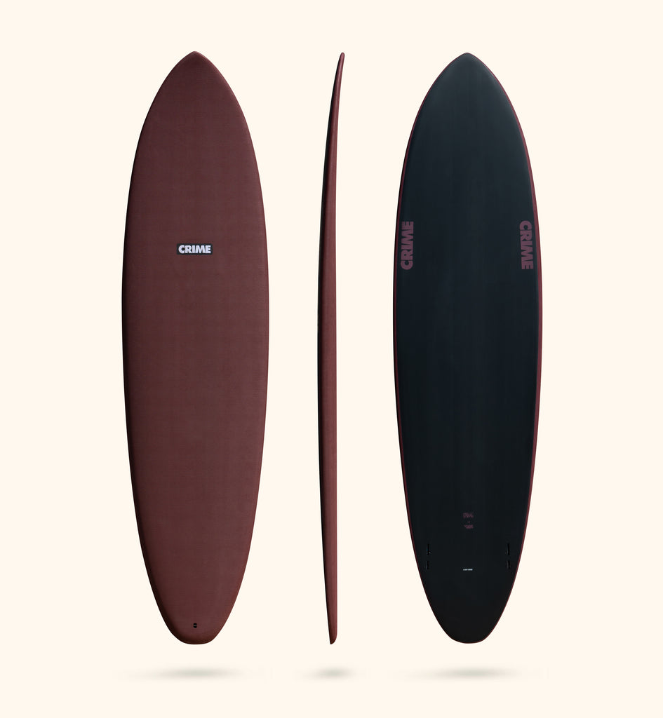 Surf Crime Soft Top Surfboard California Twin Pin Oxblood 7'6"